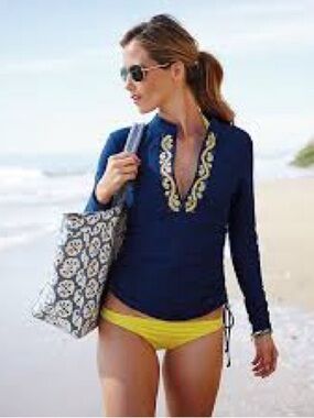 Cabana Life Size Small Embroidered
Convertible Ruched Rashguard
Swimwear large